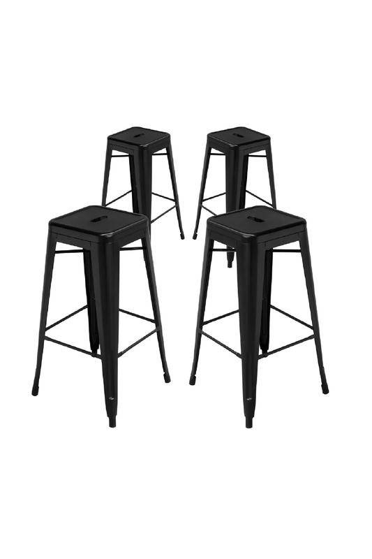 SMAK Set Taburete Tolix Negro Simple - 4 Piezas